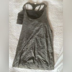 Lululemon Twist and Toil tank- heathered black/ black
